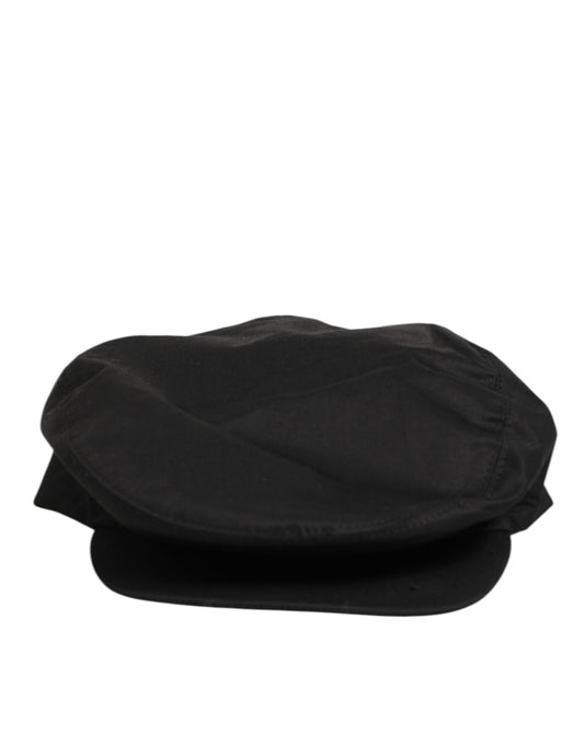 Dolce & Gabbana – Schwarze Newsboy-Mütze aus Baumwollstretch