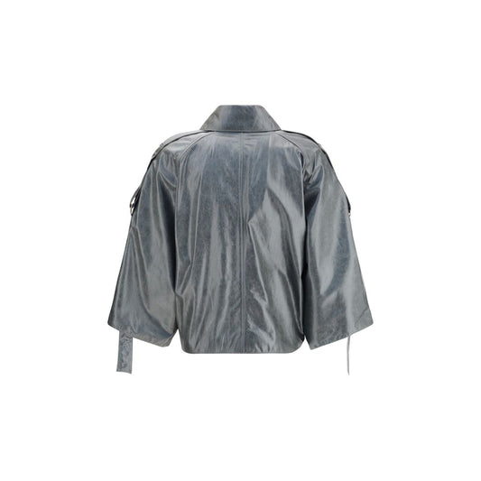 Max Mara Green Calf Leather Bos Taurus Coat