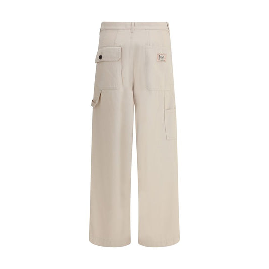 Max Mara Cargohose aus cremefarbener Baumwolle