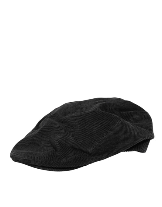 Dolce & Gabbana Capello-Mütze aus schwarzem Baumwollstoff mit DG-Logo