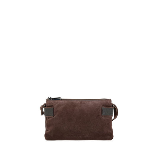 Brunello Cucinelli Schultertasche aus braunem Kalbsleder (Bos Taurus)