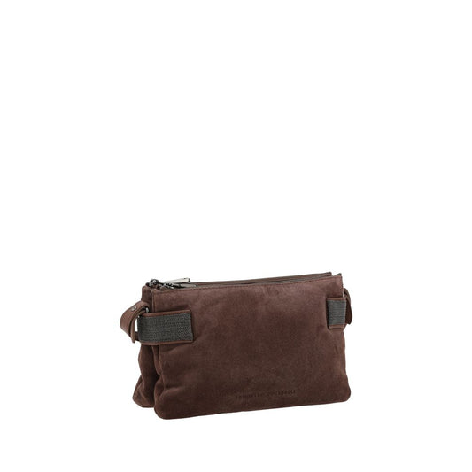 Brunello Cucinelli Schultertasche aus braunem Kalbsleder (Bos Taurus)
