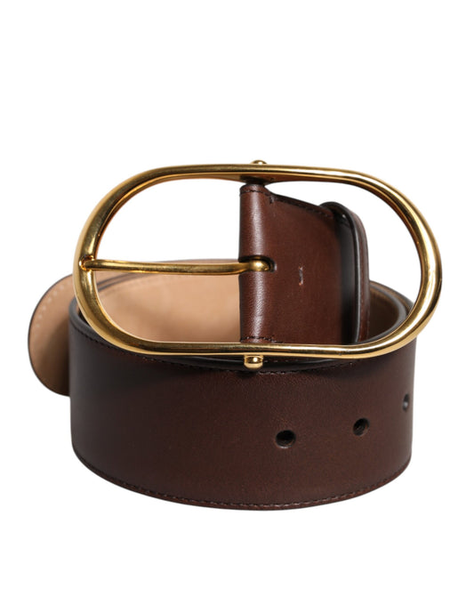 Dolce & Gabbana Brauner Ledergürtel mit klassischer ovaler Metallschnalle