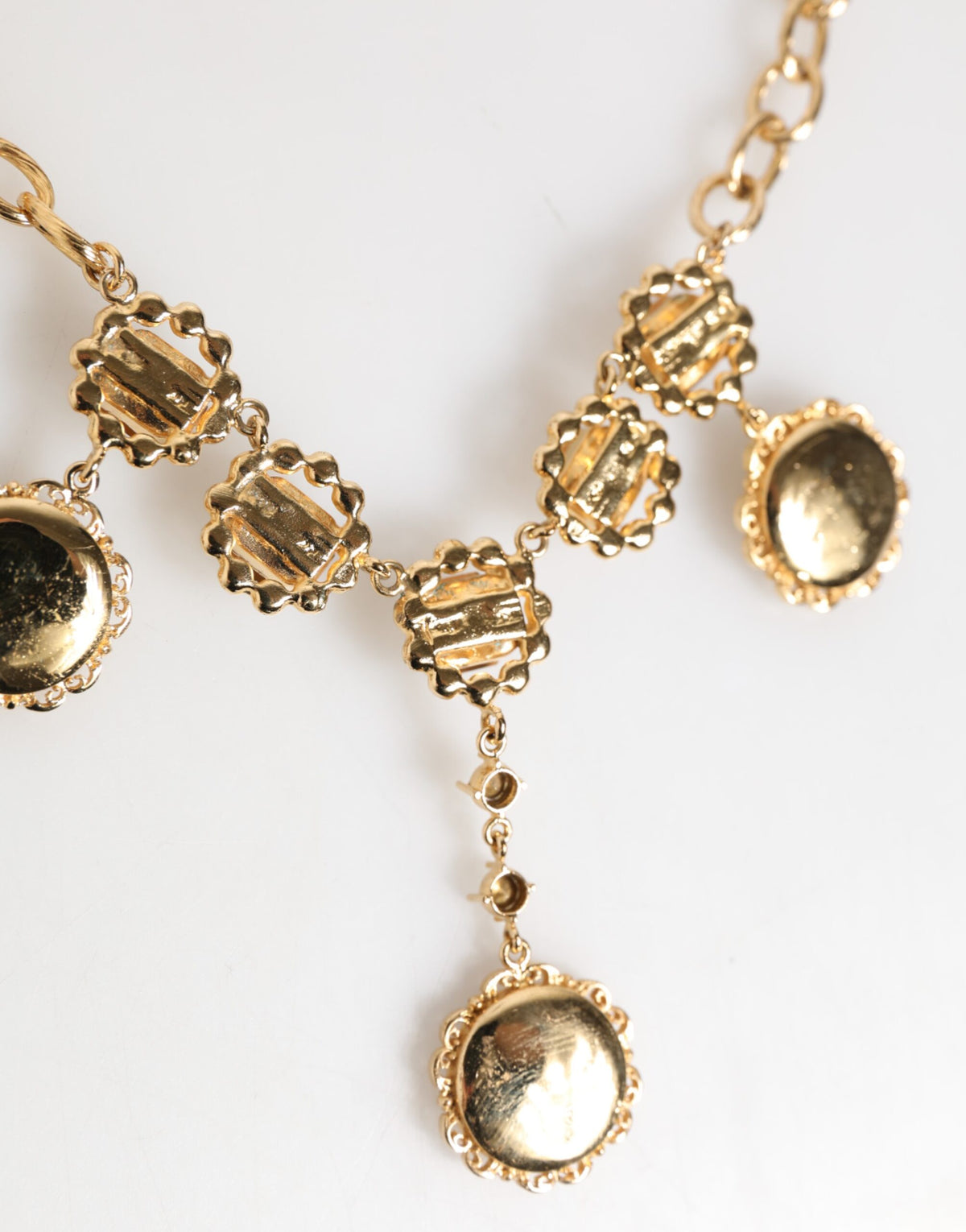 Dolce & Gabbana Goldfarbene Halskette mit Kristall-Uhr-Anhänger