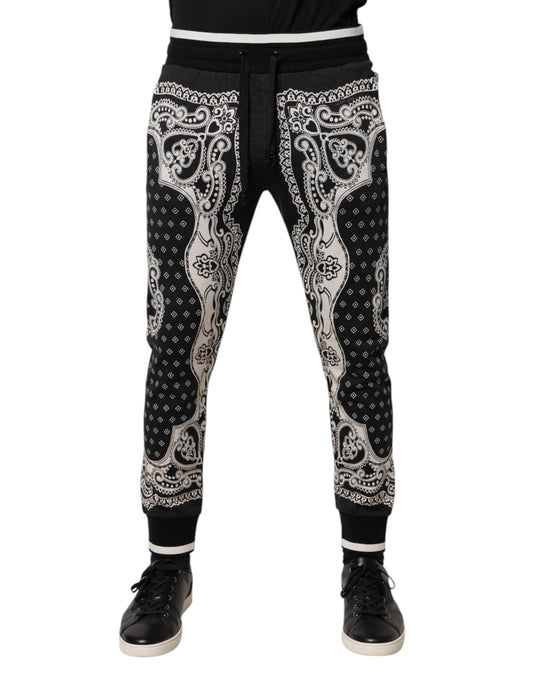 Dolce & Gabbana – Schwarze Jogginghose aus Baumwolle mit Bandana-Muster