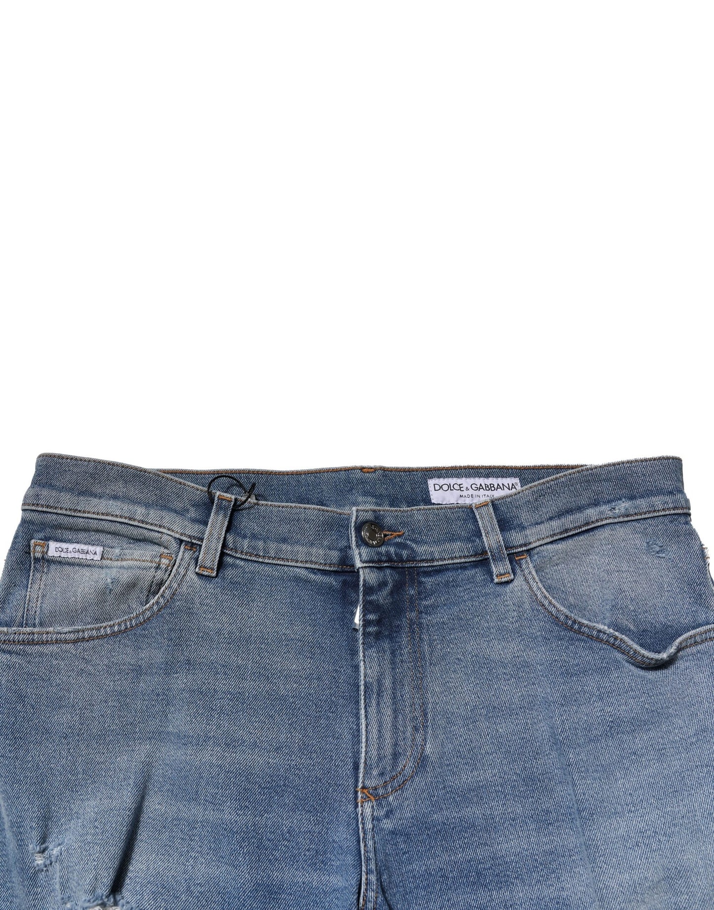 Dolce & Gabbana – Blaue Slim-Jeans aus Baumwolle im Used-Look für Herren