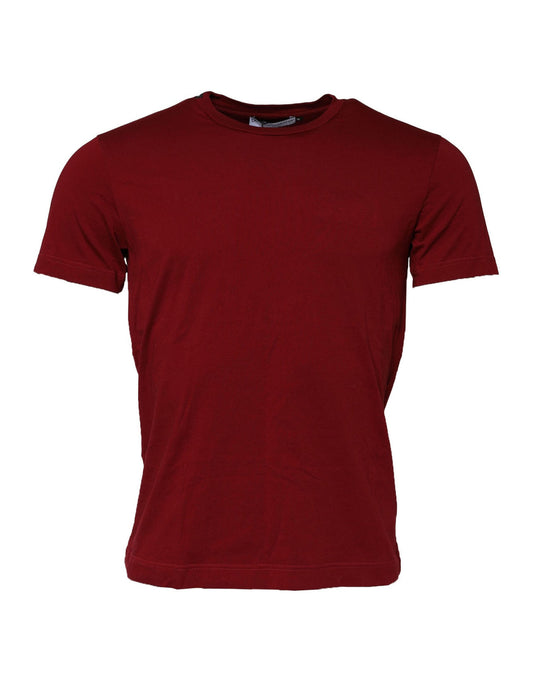 Dolce & Gabbana – Kastanienbraunes T-Shirt aus Baumwolle mit Rundhalsausschnitt und kurzen Ärmeln