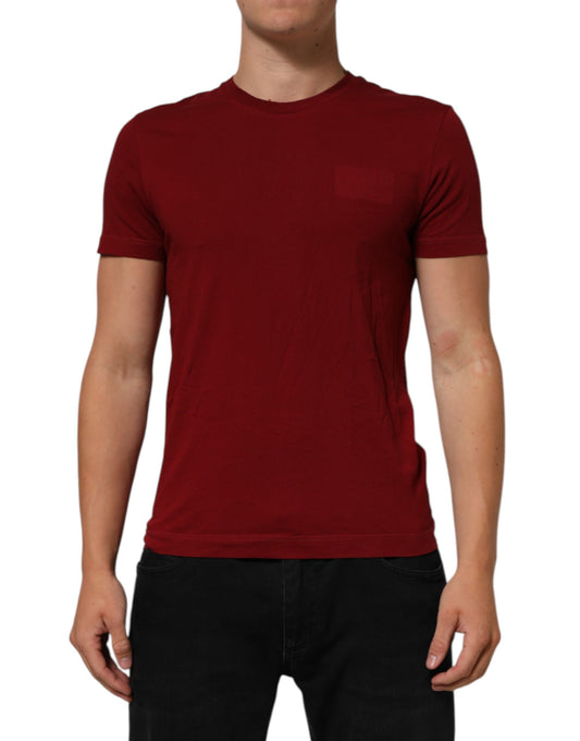 Dolce & Gabbana – Kastanienbraunes T-Shirt aus Baumwolle mit Rundhalsausschnitt und kurzen Ärmeln