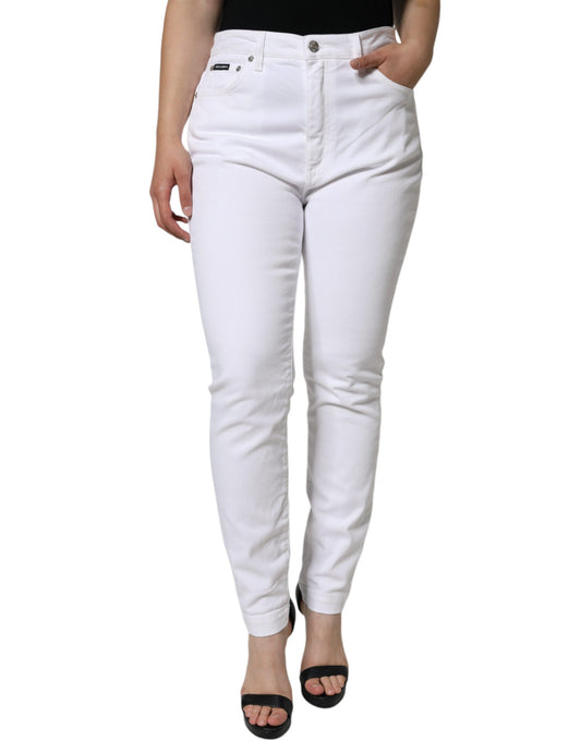 Dolce & Gabbana – AUDREY – Enge Jeans aus Baumwoll-Logo in Weiß