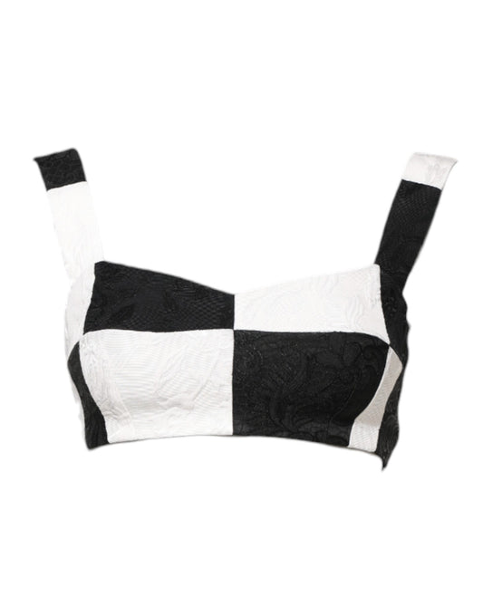 Dolce & Gabbana – Kurzes Bustier-Korsett-BH-Oberteil in Schwarz und Weiß