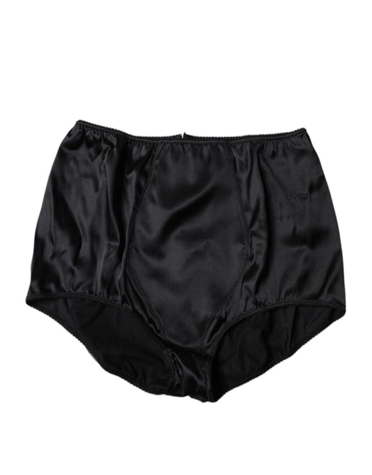 Dolce & Gabbana – Schwarze, hoch taillierte Miederhose aus Stretch-Seide