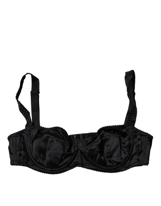 Dolce & Gabbana – Halbgepolsterter Balconette-BH aus schwarzer Seide