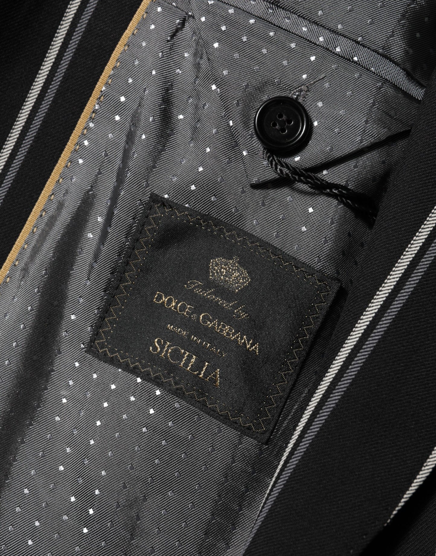 Dolce & Gabbana – SICILIA – Anzugblazer mit 1 Knopf und schwarzen Streifen