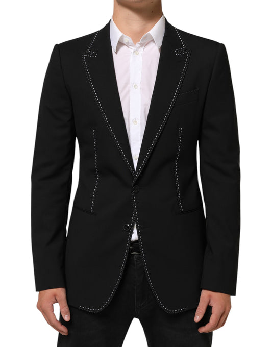 Dolce & Gabbana – Schwarzer SICILIA-Anzugblazer mit 2 Knöpfen