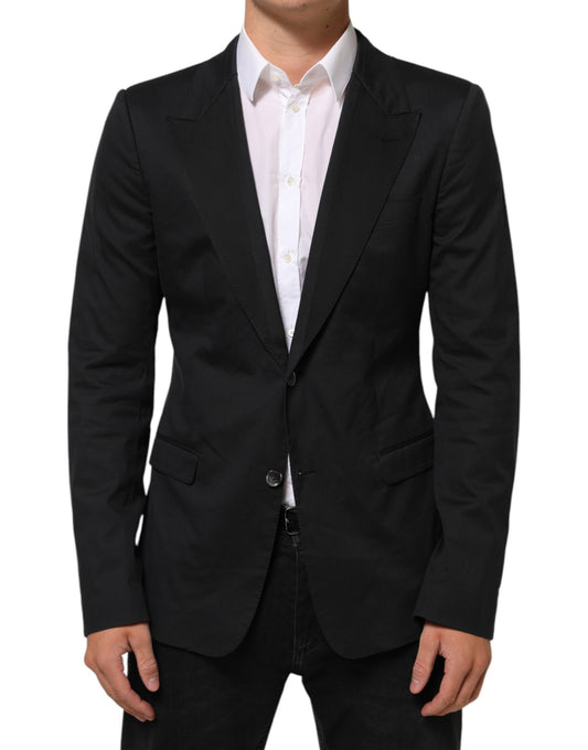 Dolce & Gabbana – Schwarzer Anzugsjacken-Blazer aus Baumwolle mit 2 Knöpfen