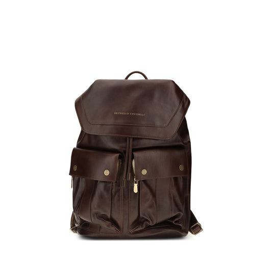 Brunello Cucinelli Rucksack aus braunem Kalbsleder (Bos Taurus)