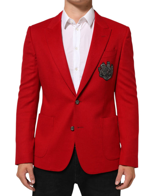 Dolce & Gabbana – Roter Anzugsjacken-Blazer aus Kaschmir mit 2 Knöpfen