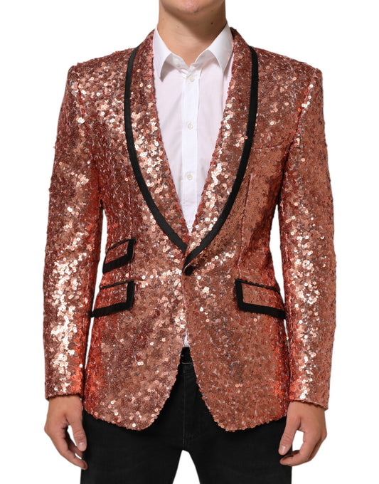 Dolce & Gabbana Rosa Pailletten SICILIA 1 Knopf Herren Anzugblazer
