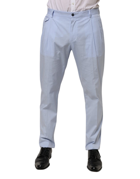 Dolce & Gabbana Hellblaue konische Hose aus Baumwollstretch für Herren