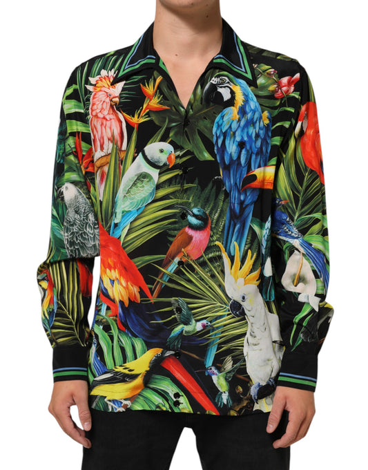 Dolce & Gabbana – Mehrfarbiges Freizeithemd mit Papageien-Print