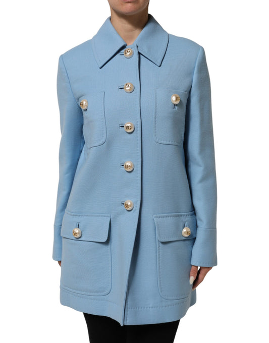 Dolce & Gabbana – Blaue Trenchcoat-Jacke mit Knopfleiste
