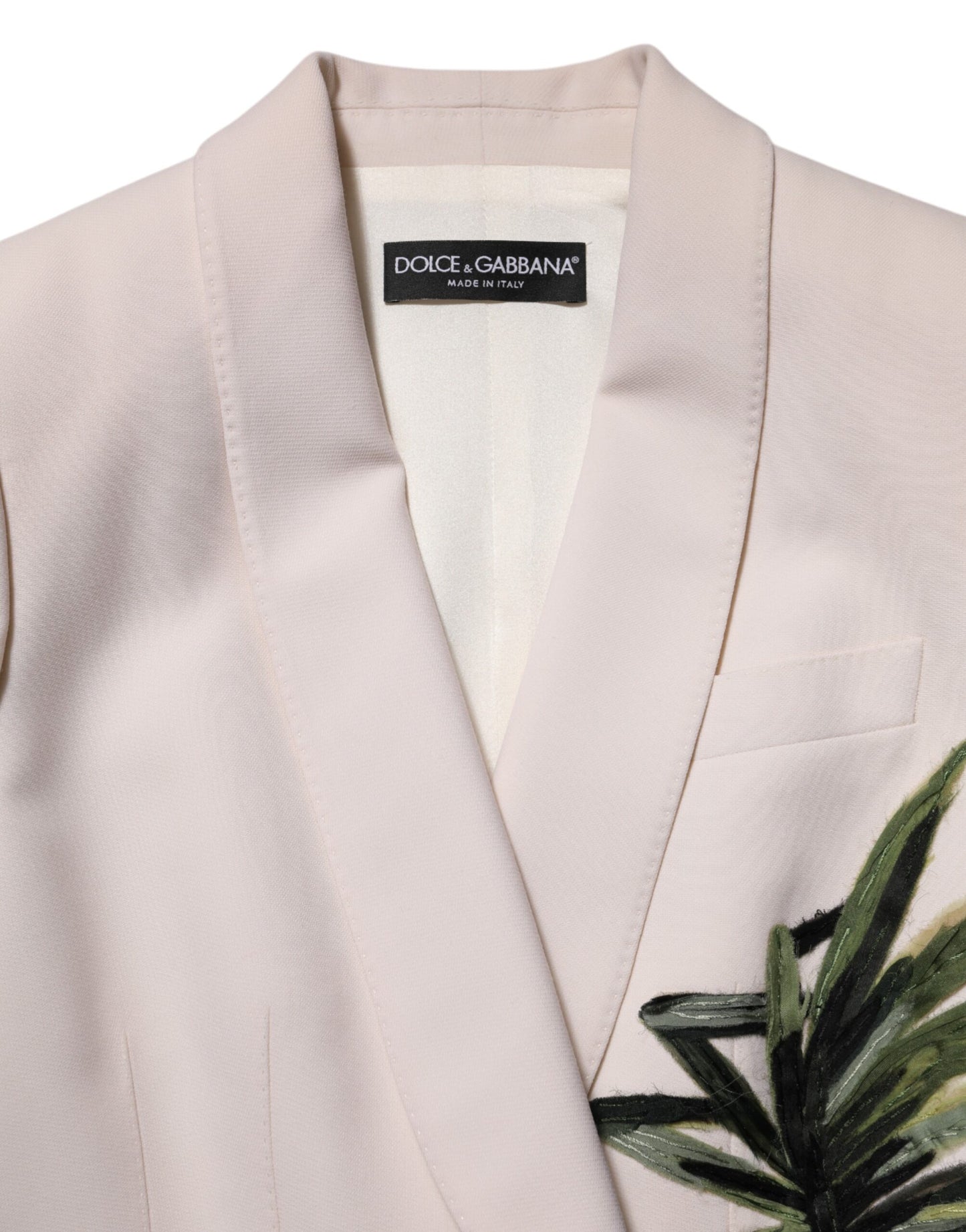 Dolce & Gabbana – Beigefarbene, bestickte Einreiherjacke