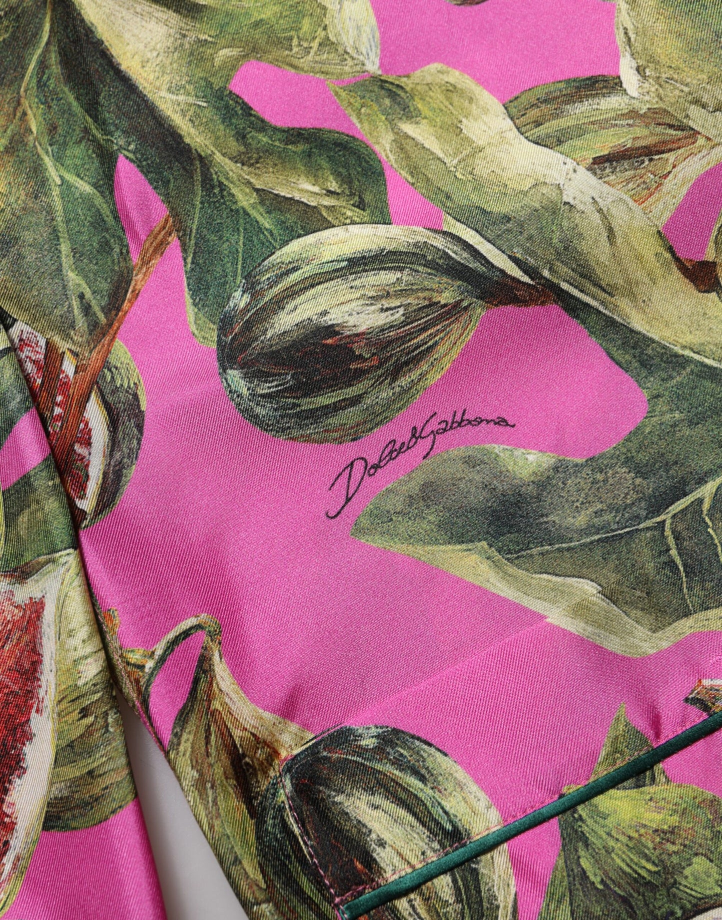 Dolce & Gabbana – Blusenoberteil aus Seide mit Feigenmuster in Pink