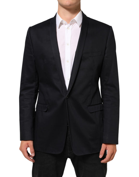 Dolce & Gabbana – Schwarzer Anzugsjacken-Blazer aus Baumwolle mit 1 Knopf