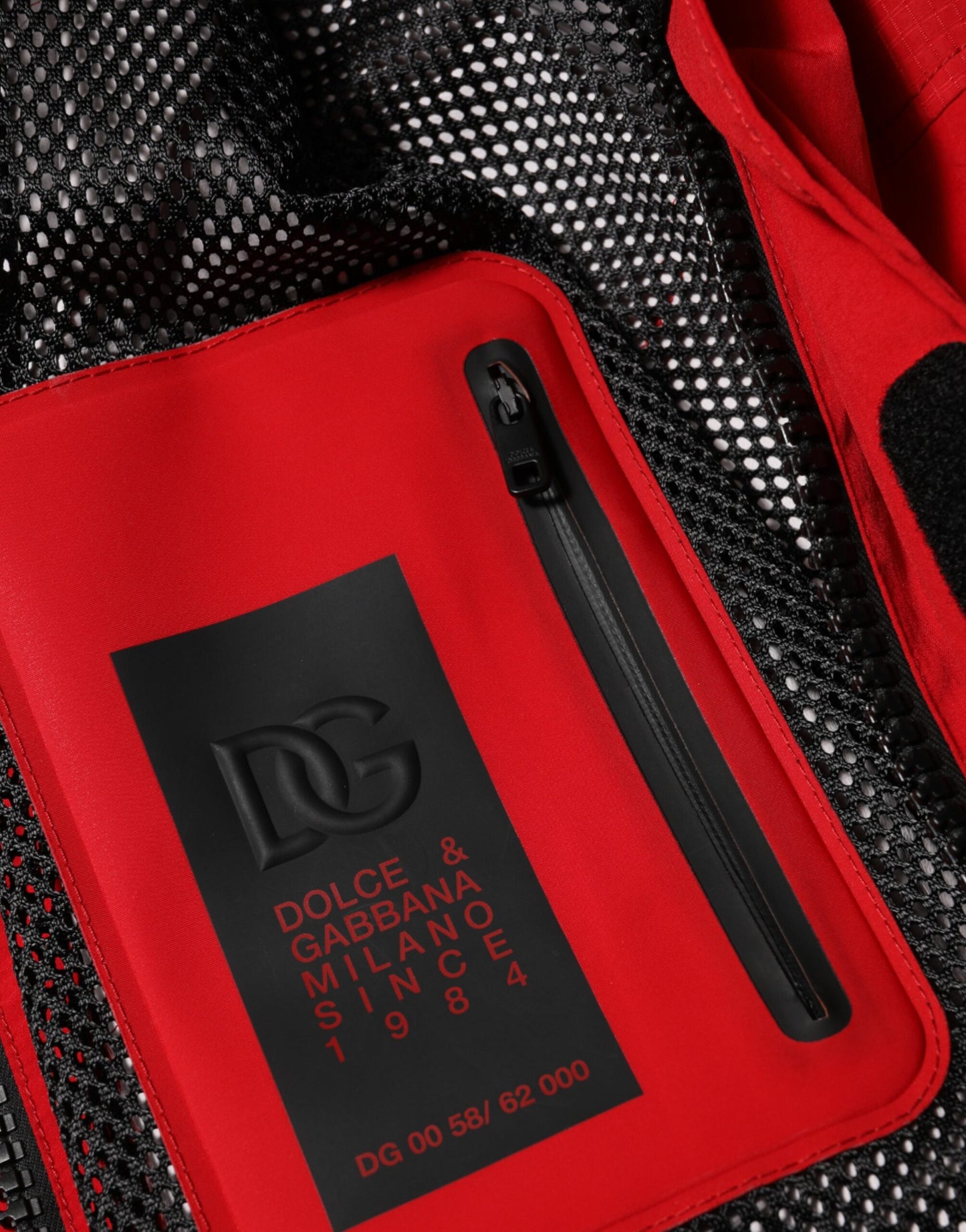 Dolce & Gabbana – Rote Nylon-Parkajacke mit durchgehendem Reißverschluss für Herren