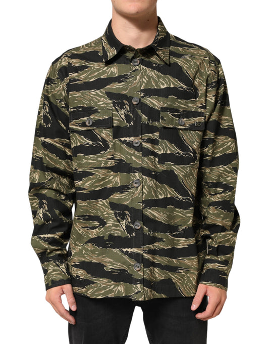 Dolce & Gabbana Mehrfarbiges Freizeithemd aus Baumwolle mit Camouflage-Muster