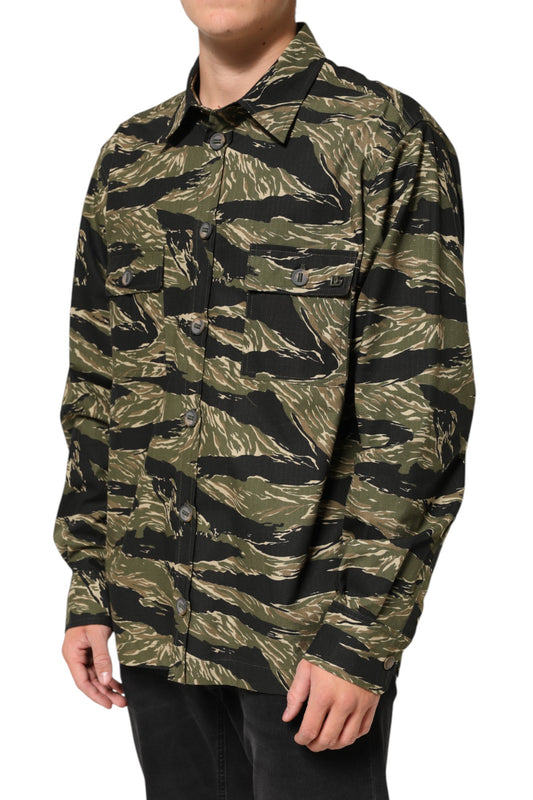 Dolce & Gabbana Mehrfarbiges Freizeithemd aus Baumwolle mit Camouflage-Muster