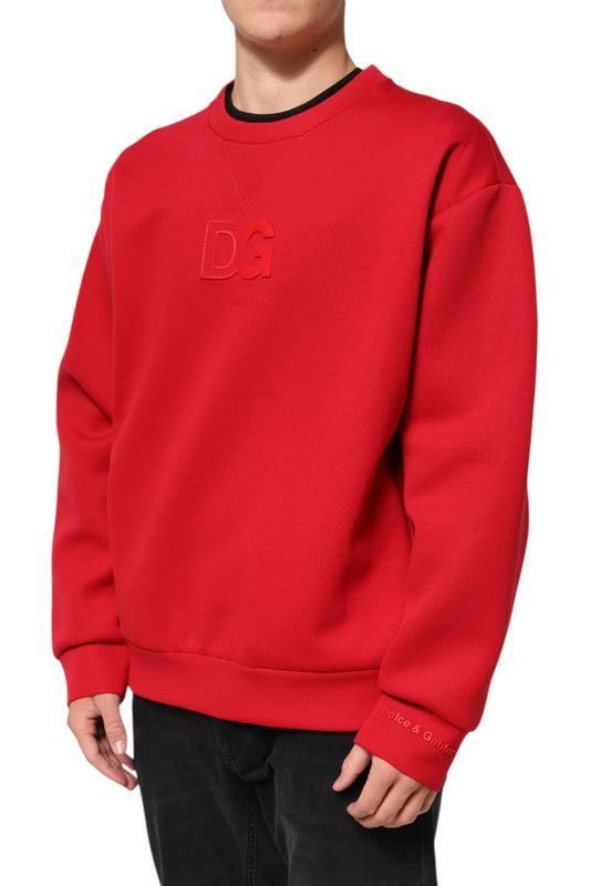 Dolce & Gabbana Roter DG-Logo-Rundhalspullover für Herren