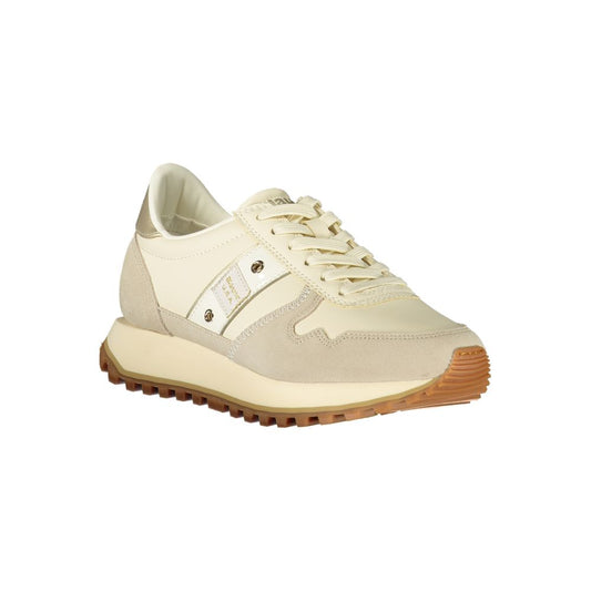 Blauer Beige Leder Damen Sneaker