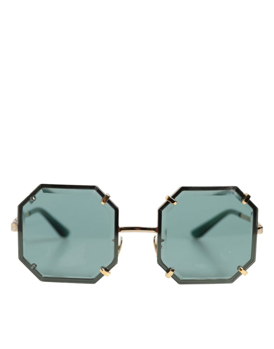Dolce & Gabbana DG2216 – Sonnenbrille mit quadratischem Rahmen in Gold und grünen Gläsern