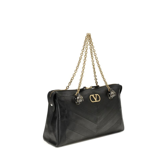 Valentino Garavani Schultertasche aus schwarzem Kalbsleder (Bos Taurus)