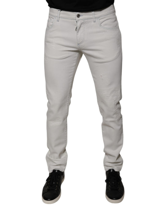 Dolce & Gabbana Weiße Skinny-Jeans aus Baumwollstretch für Herren