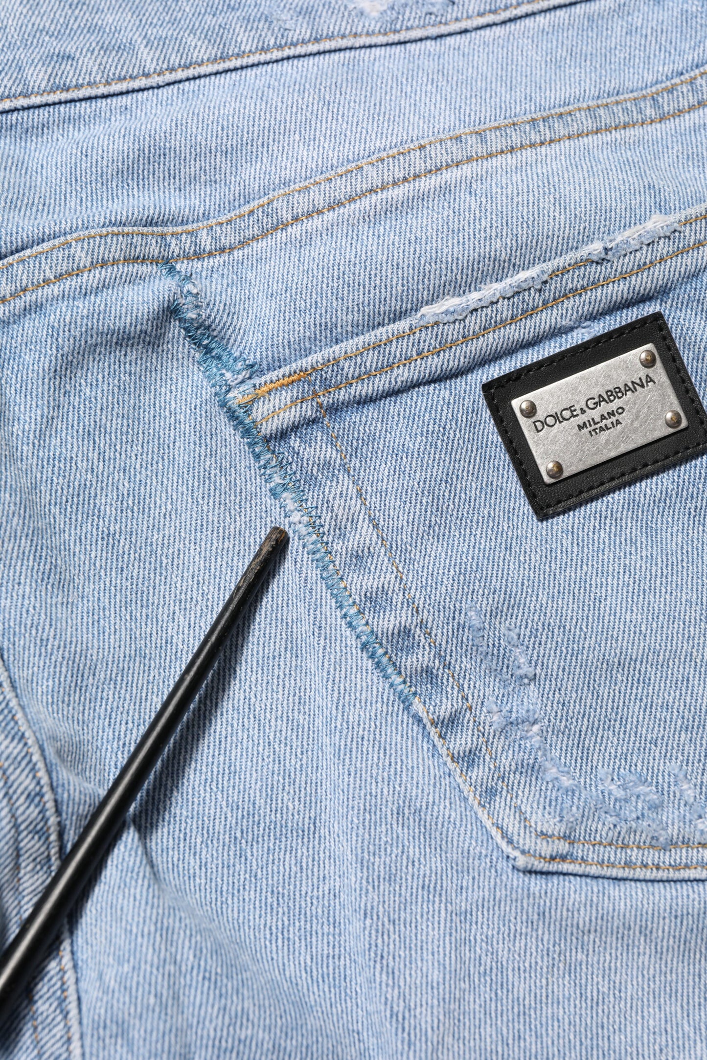 Dolce & Gabbana – Slim-Fit-Jeans aus Baumwolle im Used-Look in Blau