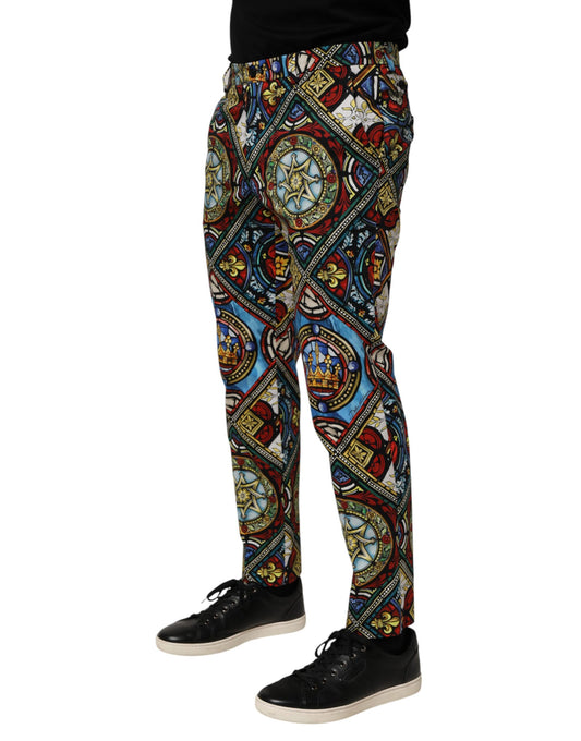 Dolce & Gabbana – Mehrfarbige Herrenhose im Buntglasfenster-Stil