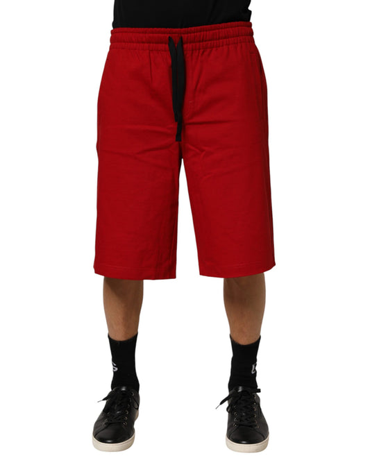 Dolce & Gabbana – Rote Bermudahose aus Baumwolle mit mittlerer Taille und Kordelzug