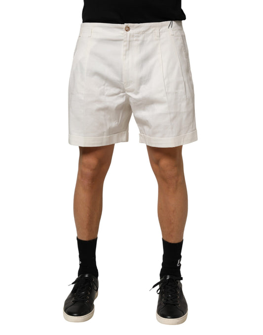 Dolce & Gabbana – Weiße Bermudashorts aus Baumwolle mit mittlerer Taille für Herren