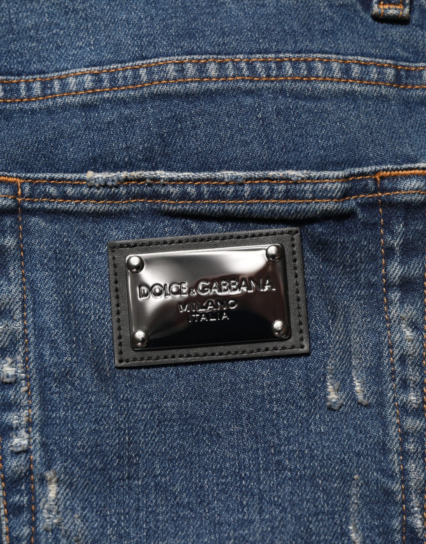 Dolce & Gabbana – Blaue Skinny-Jeans aus zerfetzter Baumwolle für Herren