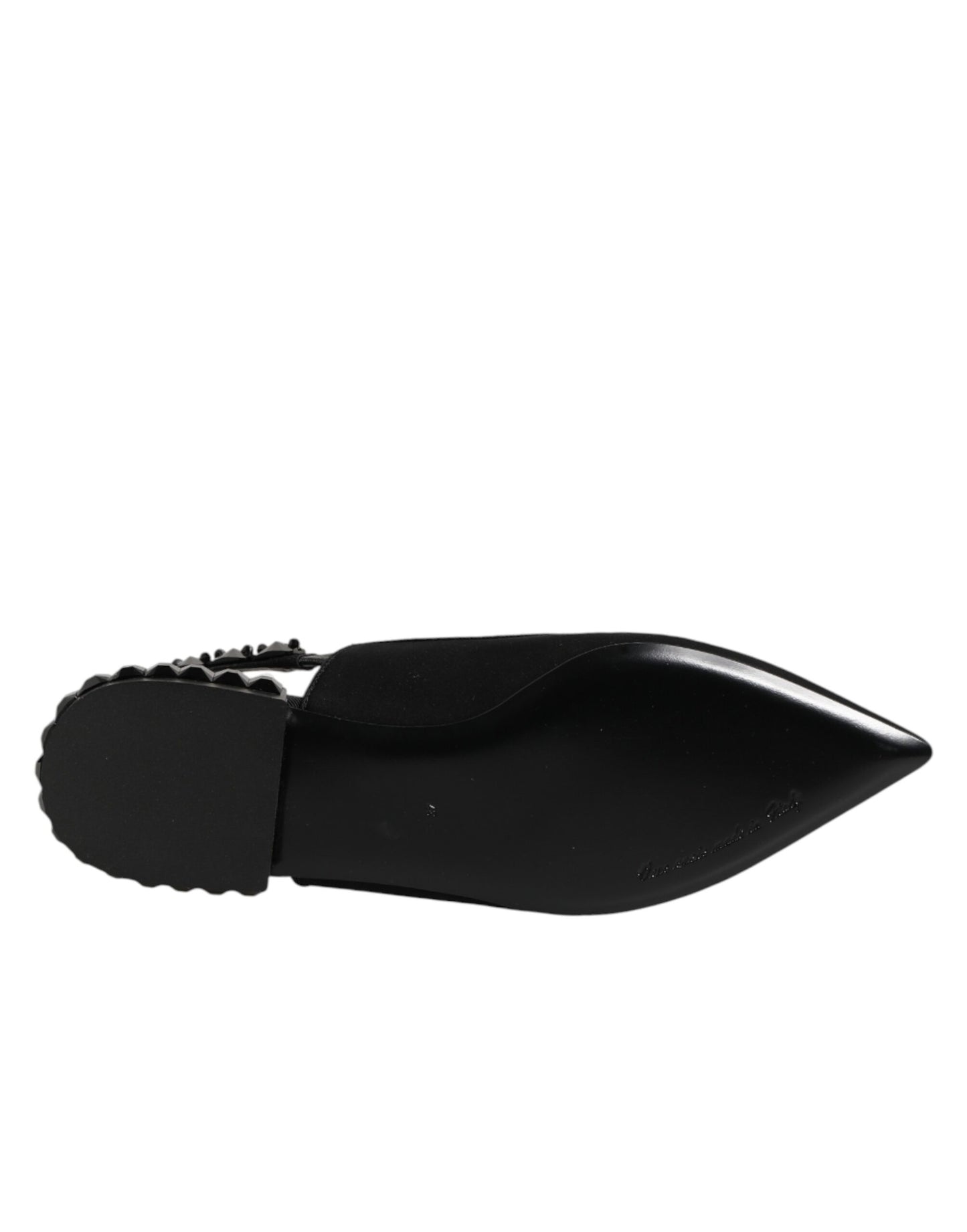 Dolce & Gabbana – Schwarze Slingback-Schuhe aus Charmeuse mit Kristallen