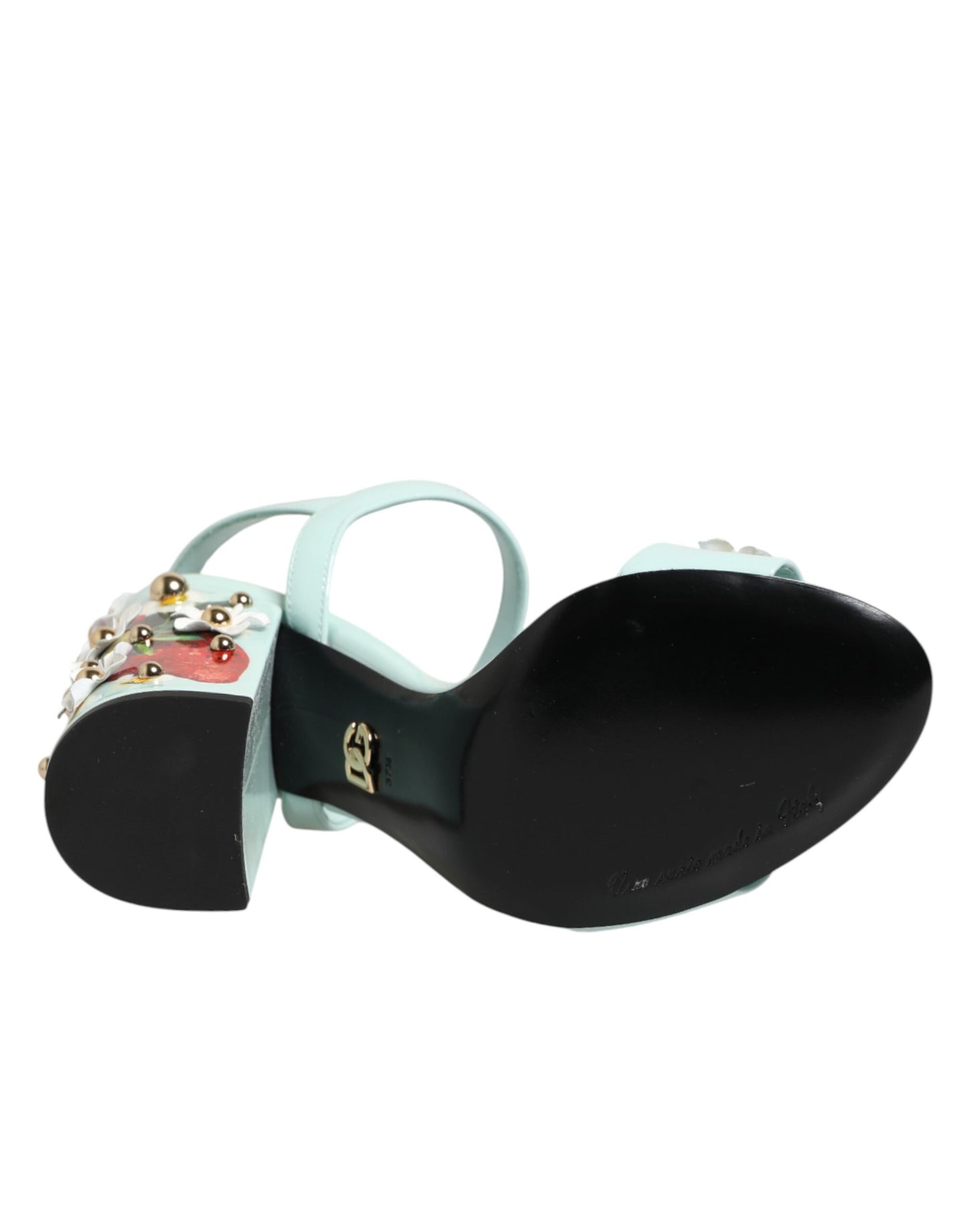 Dolce & Gabbana Mintgrüne Blumennieten Heels Sandalen Schuhe