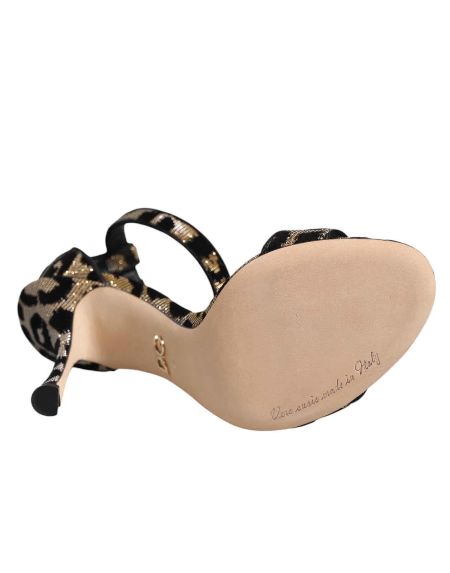 Dolce & Gabbana Gold Leopard Knöchelriemen Heels Sandalen Schuhe