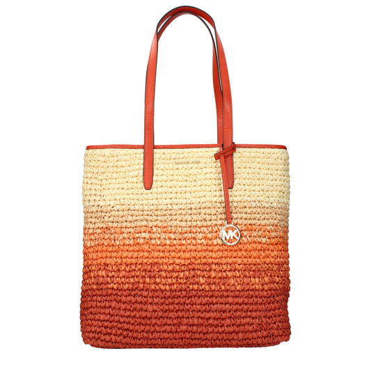 Michael Kors – Orangefarbene Raffia-Schultertaschen