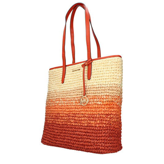 Michael Kors – Orangefarbene Raffia-Schultertaschen