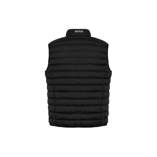 Suns Black Polyester Sleveless Jacket