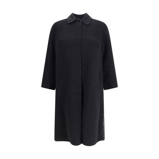 Fabiana Filippi Black Fleece Wool Coat