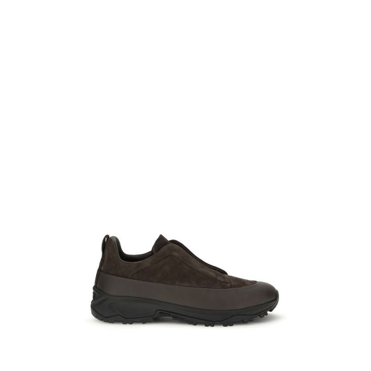 ZEGNA Black Calf Leather Bos Taurus Athletic Sneakers