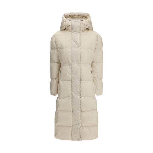 Moncler The long Down Jacket with hood and wool trims
